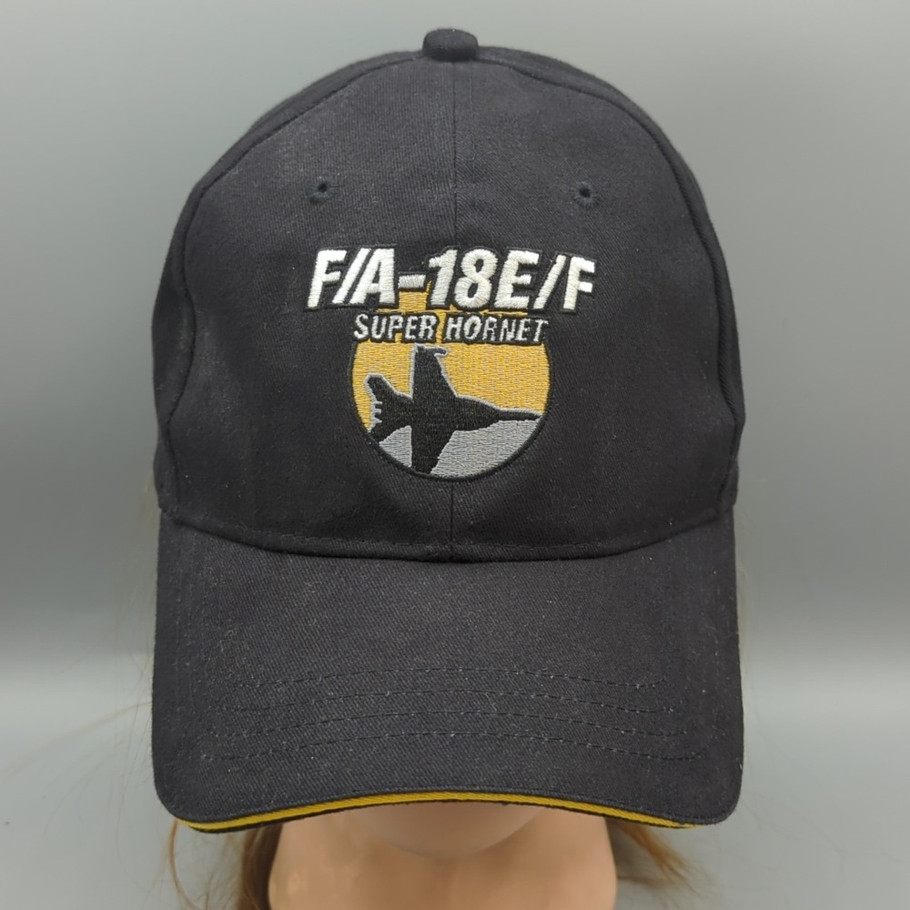 Boeing F/A-18 E/F Super Hornet Fighter Jet Hat Cap Black Strapback One Size